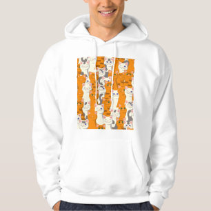 Vita och ingerkatter mönster grönt ögon blue ögon hoodie