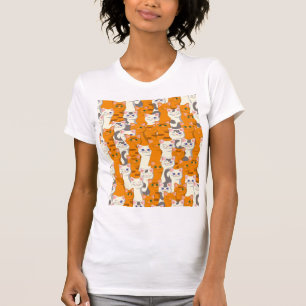 Vita och ingerkatter mönster grönt ögon blue ögon t shirt