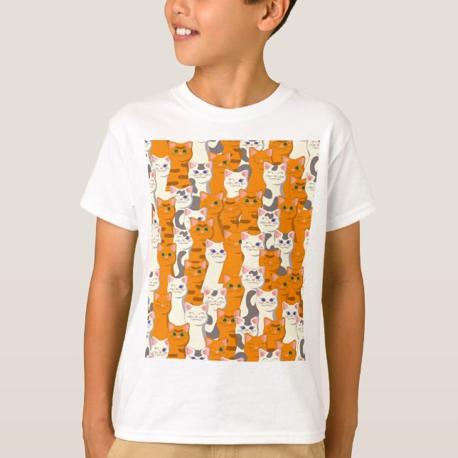 Vita och ingerkatter mönster grönt ögon blue ögon t shirt (Framsida)