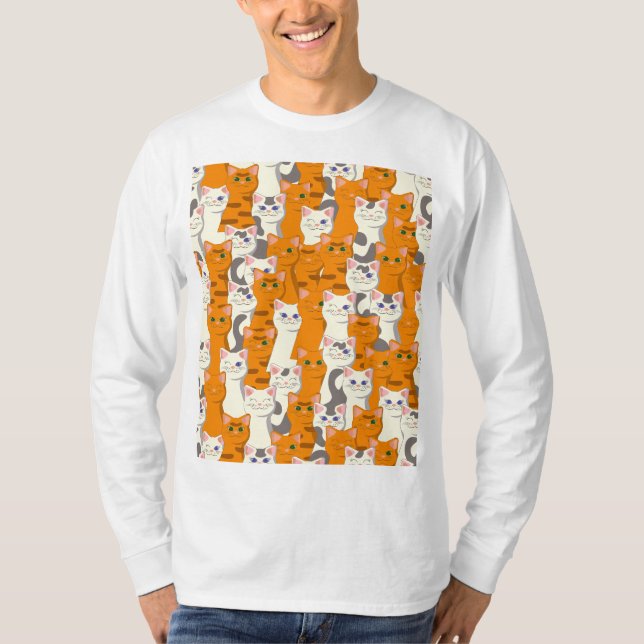 Vita och ingerkatter mönster grönt ögon blue ögon t shirt (Framsida)