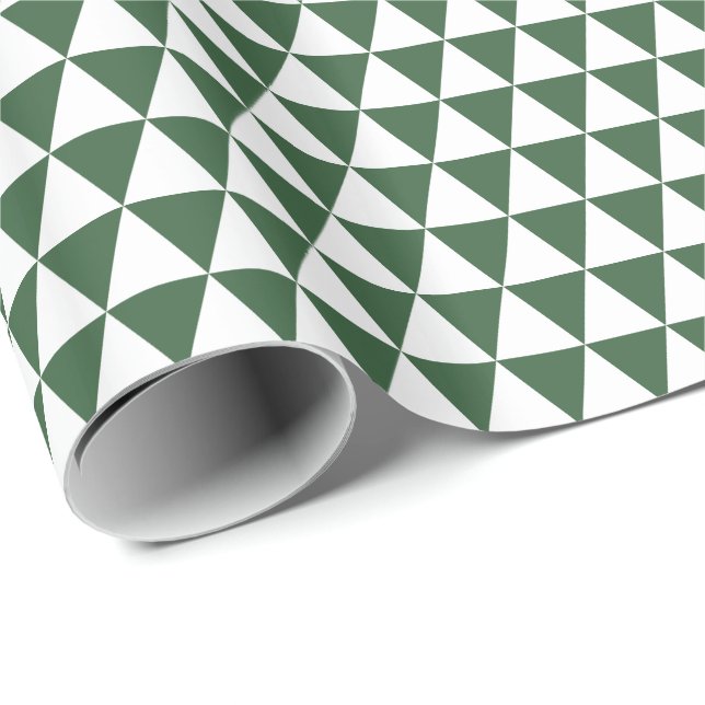 Vita och jaktgröna trianglar presentpapper (Rullad Hörn)