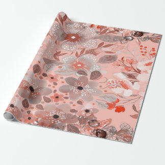 Vita och Lila blommor vid rosa Mönster Presentpapper