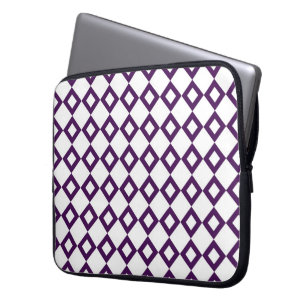 Vita och Lila Diamond Mönster Laptop Sleeve