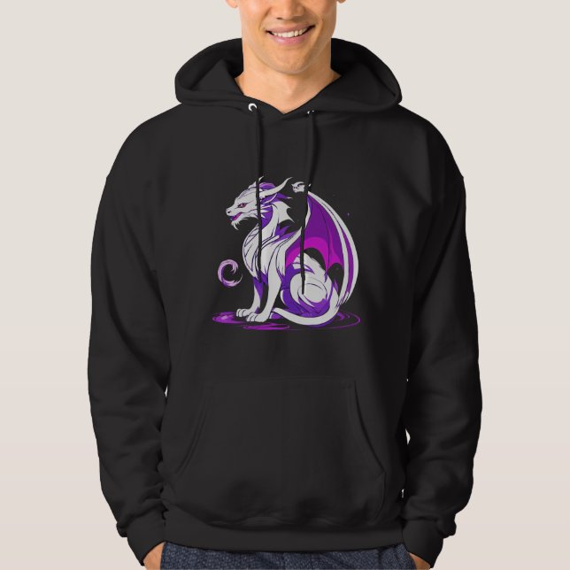 Vita och Lila Dragon Hooded Sweatshirt Design (Framsida)