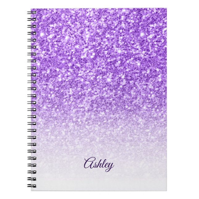 Vita och Lila Glitter Anteckningsbok (Framsidan)