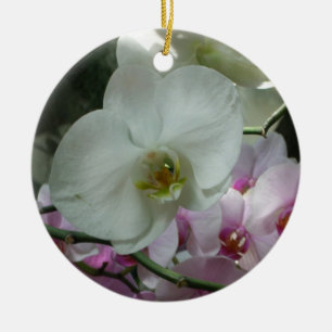 Vita och Lila Orchids Julgransprydnad Keramik