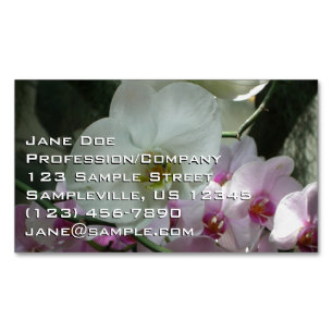 Vita och Lila Orchids Magnetiska Visitkort