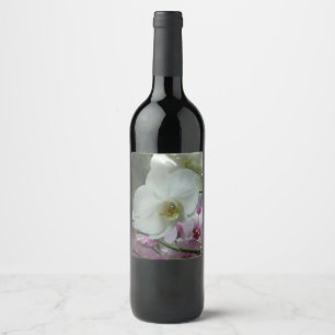 Vita och Lila Orchids Vinflaska Etikett