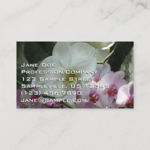 Vita och Lila Orchids Visitkort