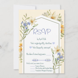 Vita och lila vildblommor Geometrisk RSVP-kort Inbjudningar