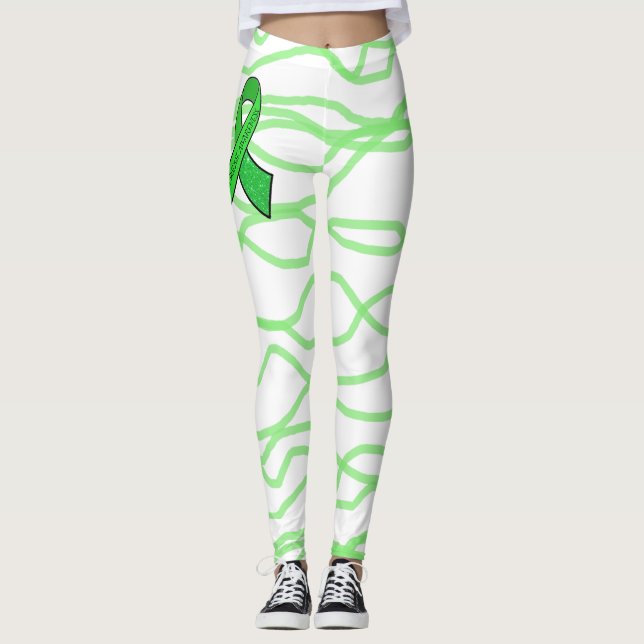 Vita och limegröna snurriga Lyme-lägger Leggings (Framsida)