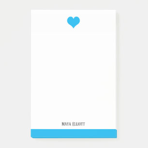 Vita och ljusa Himlar Blue Heart & Gräns, Namn Post-it Block
