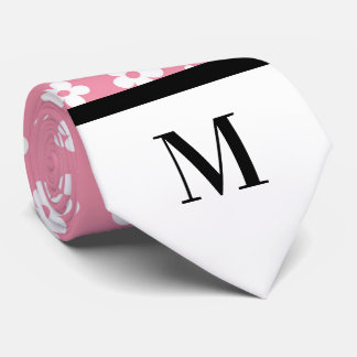 Vita och Ljusa rosa Daisy, Monogram Necktie Slips