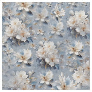 Vita och ljusblå Silky-blommor upprepar sig Tyg