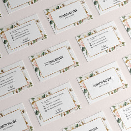 Vita och  Magnolia-Blommigten Guld Glitter Ram Visitkort