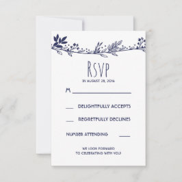 Vita och marinblå blomsterbröllop RSVP OSA Kort