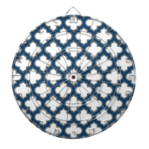 Vita och marinblå trellis, Lattice, Quatrefoil Darttavla