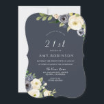 Vita och marinerade blommor vackra 21:a födelsedag inbjudningar<br><div class="desc">Vita och marinerade blommor Vita 21:a födelsedagsinbjudan Vi har också många andra inbjudningar och samlingar.</div>