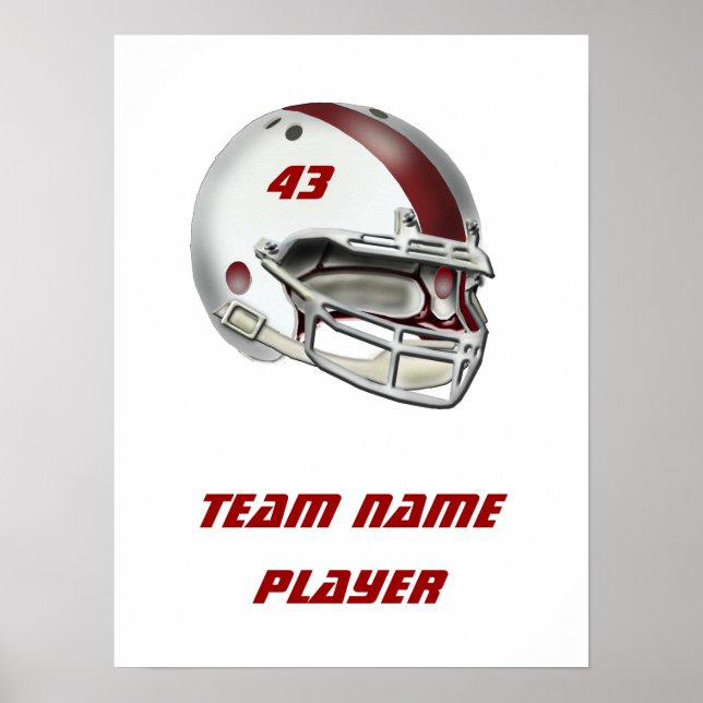 Vita och Maron Football Helmet Poster (Framsidan)
