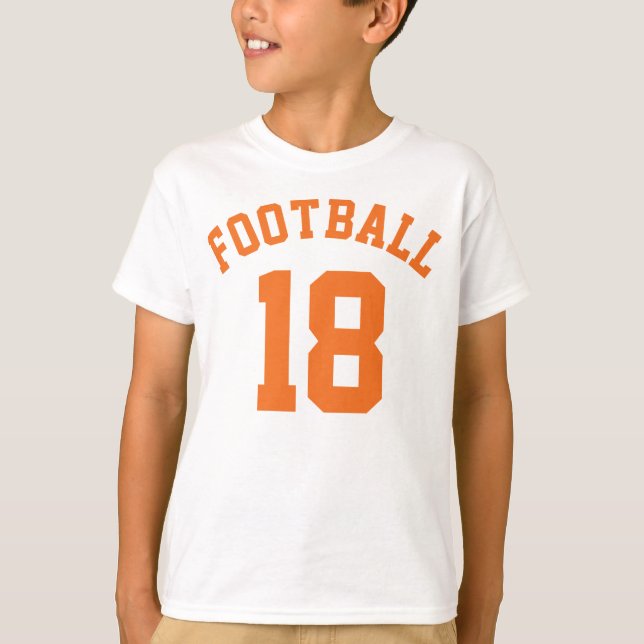 Vita och Orange barn | Idrottsedel Jersey Design T Shirt (Framsida)