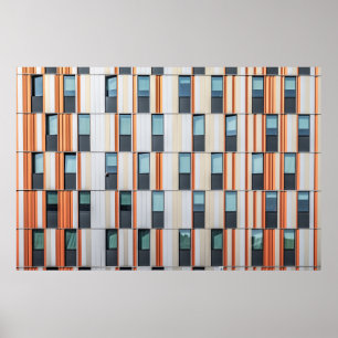 Vita och orange byggnad poster
