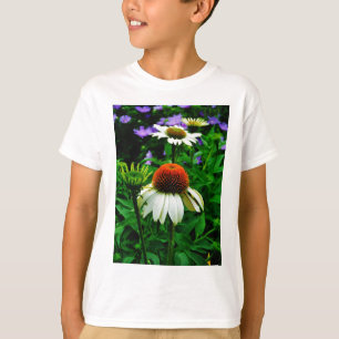 Vita och Orange ConeFlowers T Shirt