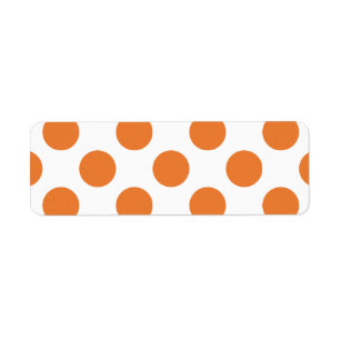 Vita och orange prickar returadress etikett