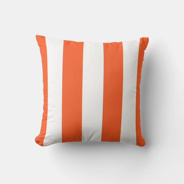 Vita och orange randiga dekorativa  kudde (Framsida)