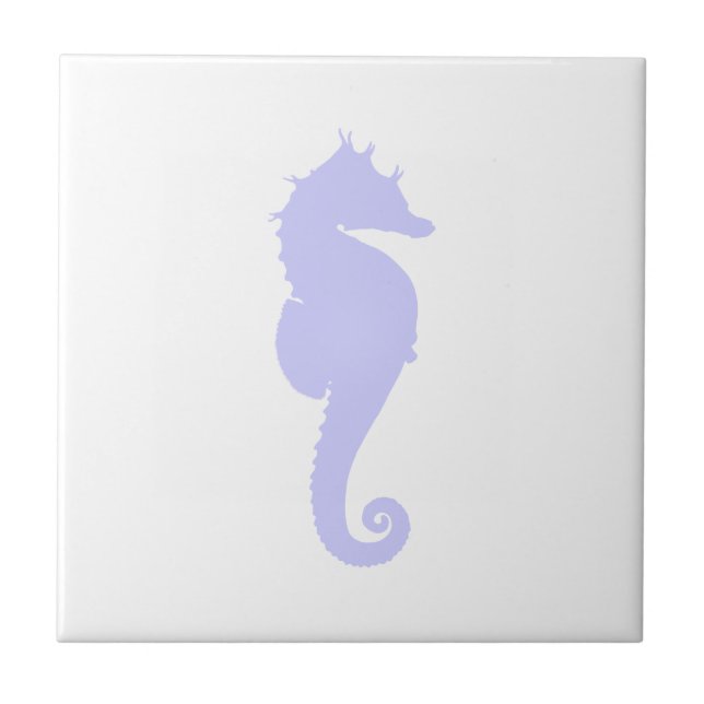 Vita och Periwinkle Sea Horse Kakelplatta (Framsidan)