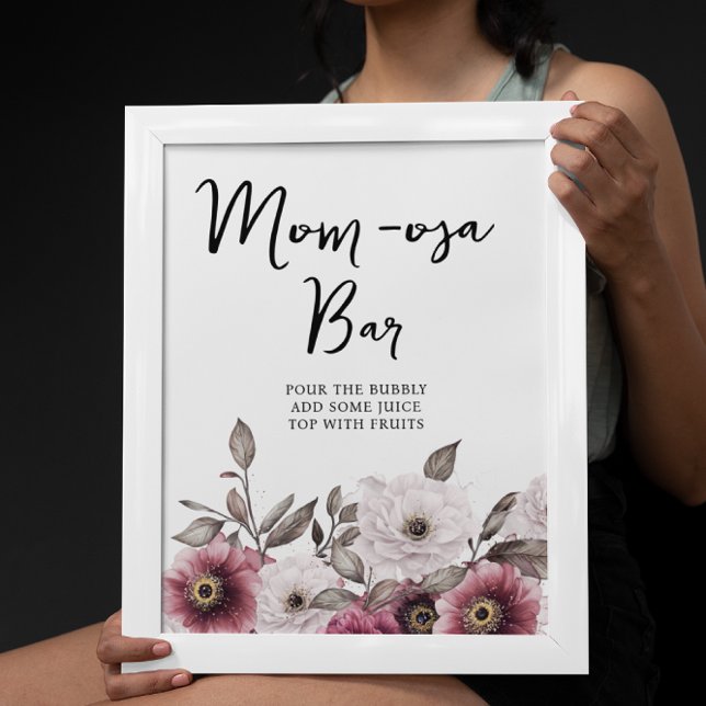 Vita och plommon Blommigt Mamma-osa-pub Baby Showe Poster (Skapare uppladdad)