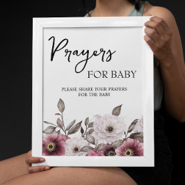 Vita och plommonböner för Blommigt för Baby-tecken Poster