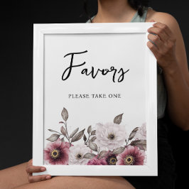 Vita och plommonböner för Blommigt för Baby-tecken Poster