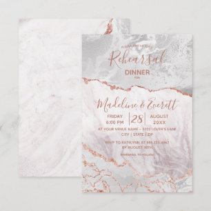 Vita och Ro Guld Agate Bröllop Rehearsal Dinner Inbjudningar