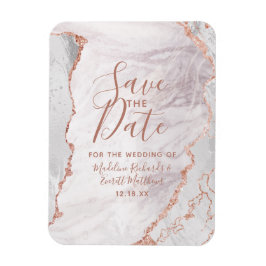 Vita och Ro Guld-agate Foil Save Date Bröllop Magnet
