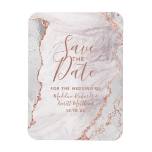 Vita och Ro Guld-agate Foil Save Date Bröllop Magnet