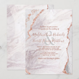 Vita och Ro Guld Agate Marble Foil Gilded Bröllop Inbjudningar