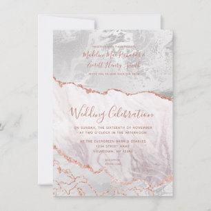 Vita och Ro Guld Agate Marble Foil Gilded Bröllop Spara Datumet
