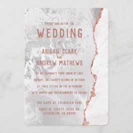 Vita och Ro Guld Agate Marble Foil Gilt Bröllop Inbjudningar