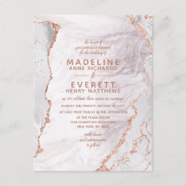 Vita och Ro Guld Agate Marble Foil Modern Bröllop Inbjudan Vykort