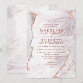 Vita och Ro Guld Agate Marble Foil Trendig Bröllop Inbjudningar
