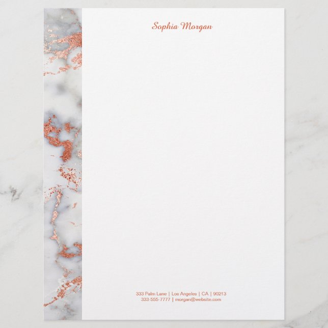 Vita och Ro Guld Marble, Namn och kontaktinformati Brevhuvud (Framsida)