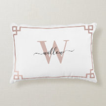 Vita och Ro Guld Rosa  grekiska Nyckel Monogrammed