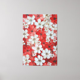 Vita och röda blomster Impasto Väggkonst Canvastryck