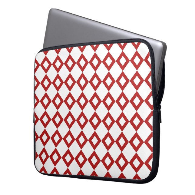 Vita och Röda diamanten Mönster Laptop Fodral (Framsidan Vänster)