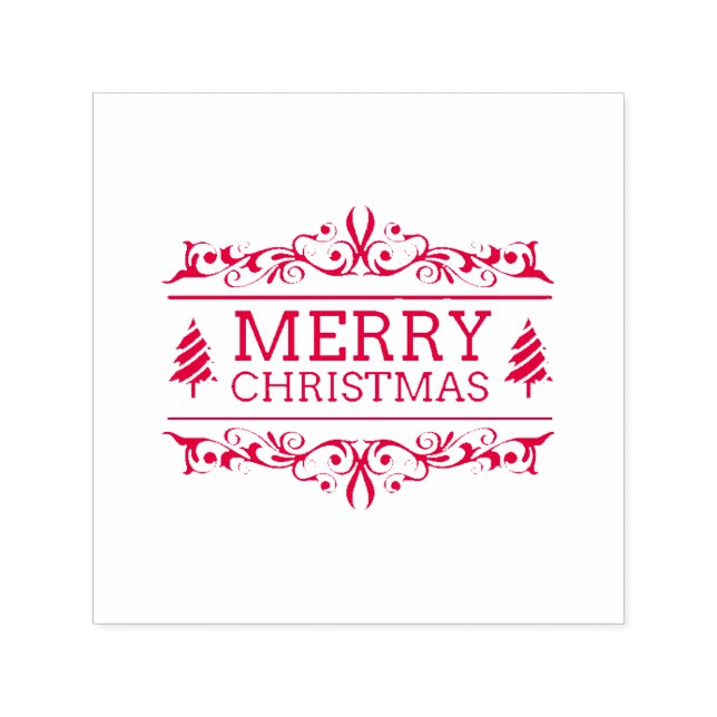 Vita och röda God jul Självfärgande Stämpel (Design)