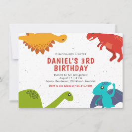 Vita och röda grungy Dinosaur Birthday-inbjudan Inbjudningar