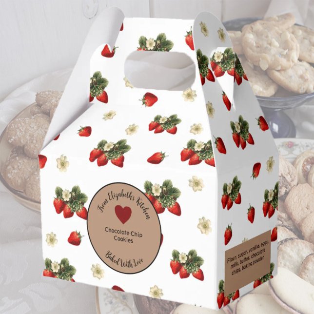 Vita och röda jordgubbar Rustic Food Gift Presentaskar (Skapare uppladdad)
