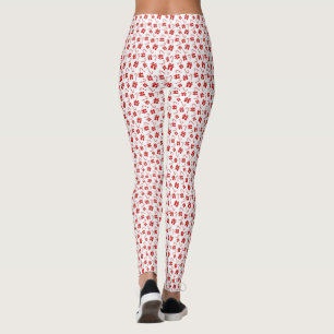 Vita och röda julklapp och Candy cane Mönster Leggings