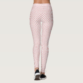 Vita och röda julpolka Dot Mönster Fullt Leggings
