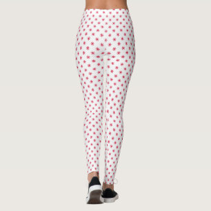 Vita och röda julstjärnor Mönster Long Leggings